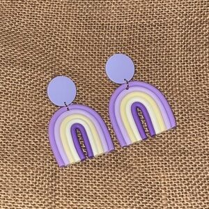 Clay Boho Clay Purple yellow Rainbow earrings New Y2k 90s